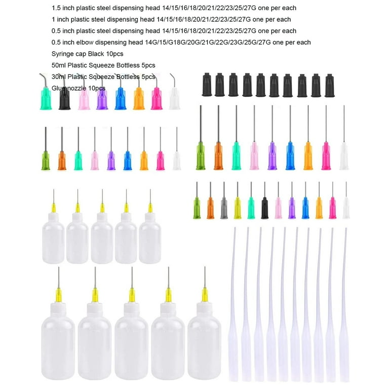 69Pcs 30ml 50ml Precision Tip Applicator Bottles Kit, Dispensers Applicator  Bottles for Liquid, Glue Oil, Acrylic Paint 10 Squeeze Bottles, 10 Syringe  Caps, 10 Glue Nozzles and 39 dispensing needle 