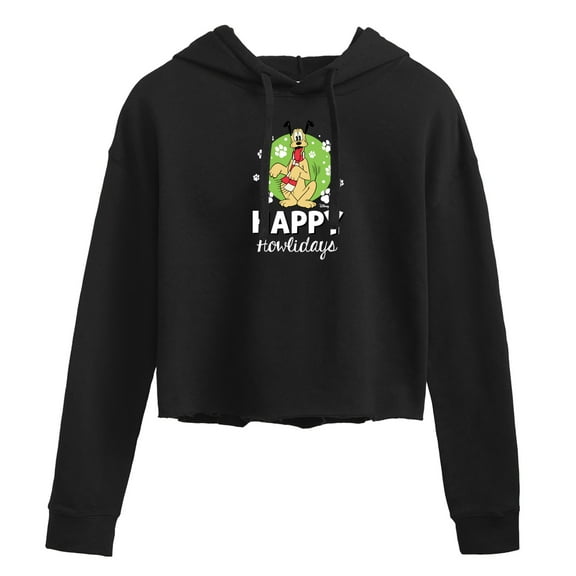 Disney - Happy Howlidays Pluto - Juniors Cropped Pullover Hoodie