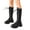 Black, variant on Womens Platform Knee High Boots Fashion Thick Lug Sole Lace Up Riding Combat Booties with Side Zipper