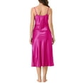 thumbnail image 3 of INSPIRAR CHIC Vestidos de Noche Largos de Satén para Mujeres con Escote en V y Tirantes de Espagueti, Pijamas de Seda, Vestido L, Rosa Fucsia, 3 of 6