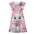 thumbnail image 4 of Girls Easter Dresses Bunny Print Short Sleeve Ruffle A-Line Casual Spring Kids Dress for Kids Ages 5-14 Multicolor,Size 11 T, 4 of 7