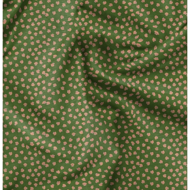 Soimoi Green Moss Georgette Fabric Shells Ocean Print Fabric by the Yard 42 Inch Wide