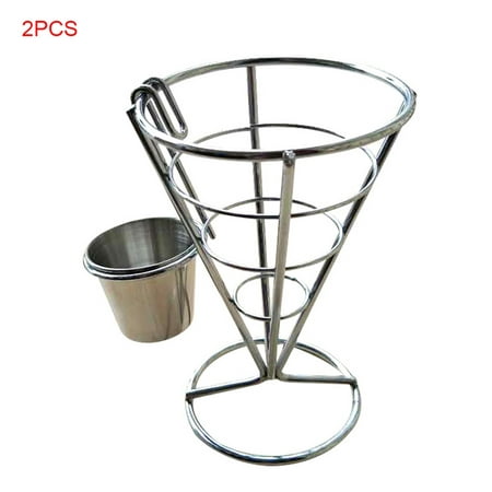 

1111Fourone 2 Pieces One Sauce Stand Cone Fries Holder Popcorn Vegetables Fruit Appetizers French Fry Stand Kitchen Food Container