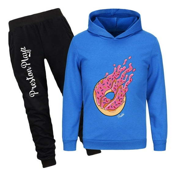 Flame Hoodie and Pants Tracksuit PrestonPlayz Boys Girls Outfit Set Kids Game Pullover & Joggers Birthday Clothing Gift