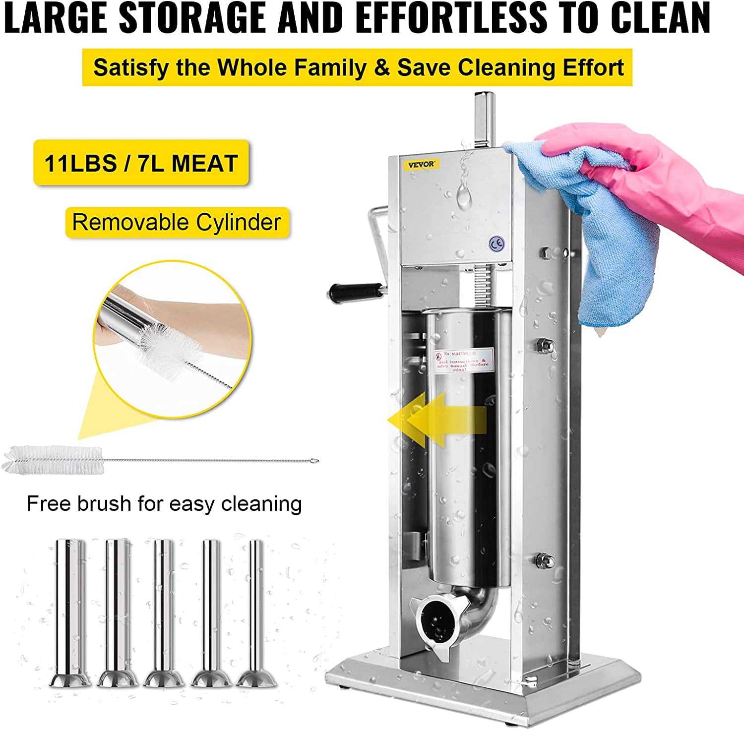 Aoibox Stainless Steel Commercial Sausage Stuffer, Dual Speed Vertical  Sausage Maker 11 lbs./5L, Meat Filler with 4 Stuffing DJMX1251 - The Home  Depot