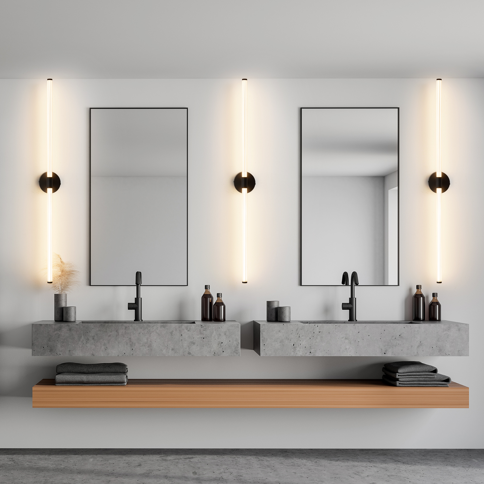 Deyidn 48.9 inch Black Modern Wall Sconce, Dimmable LED Light Bar for Mirror, Dresser, or Vanity