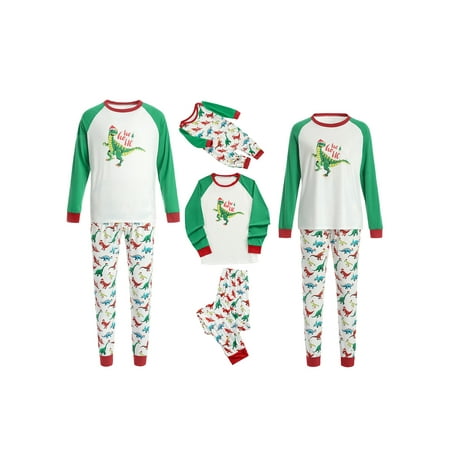

Peyakidsaa Christmas Family Pajamas Set Dinosaur Print Long Sleeve Pullover+Trousers/Romper