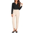 thumbnail image 2 of Blusa de Oficina Chic Inspire para Mujer de Manga Larga con Cuello en V Color Negro, 2 of 5