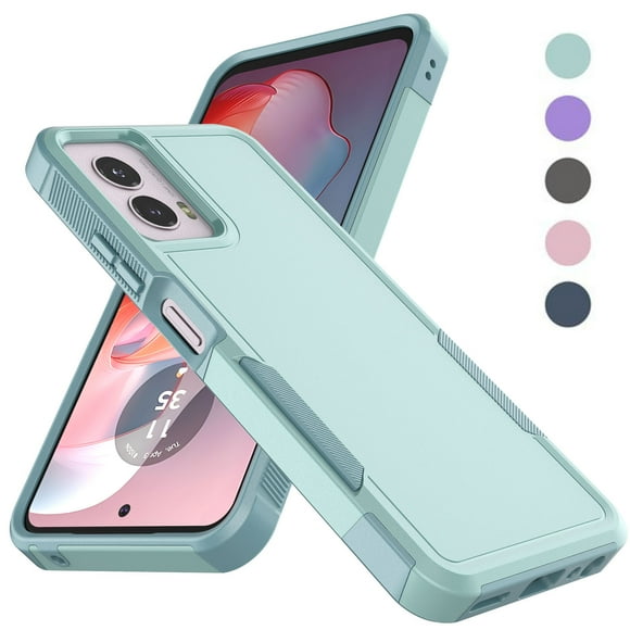 Pour Motorola Moto g Power 5G 2024 Étui, Étui de Téléphone 2 en 1 pour Moto g Power 5G 2024 6,7 Pouces, Protection Antichoc Takfox, Armure Robuste en Plastique Rigide et Caoutchouc, Pare-Chocs Intégral Robuste - Vert Menthe