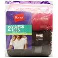 thumbnail image 2 of 2pcs Hanes Women V-Neck Tees ( SIze L ) - Black and Pink color, 2 of 2