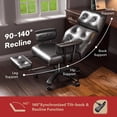thumbnail image 3 of Big and Tall Executive Office Chair with Wheels – 400LBS Heavy Duty, Reclining with Adjustable Footrest, Vintage Button Tufted Leather Style in Black, 3 of 9