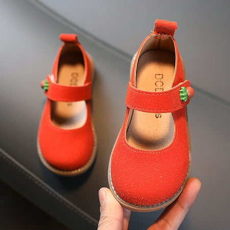 

YODETEY Toddler Shoes Clearance Toddler Infant Kids Baby Girls Cute Shoes Solid Princess Soft Leather Shoes Sandals Orange 5.5-6Years