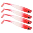 thumbnail image 3 of 4 señuelos de pesca artificiales de TPR de 100 mm, suaves y simulados, con forma de pala y cola en T, n.° 7, cola roja, 3 of 14