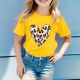 thumbnail image 2 of JAJAHO Kids Summer Top Girls Cute Graphic Tee Leopard Heart Print Short Sleeve Crew Neck Casual Comfortable Daily Wear T Shirt Ages 3-13 Years Versatile Tops, 2 of 4