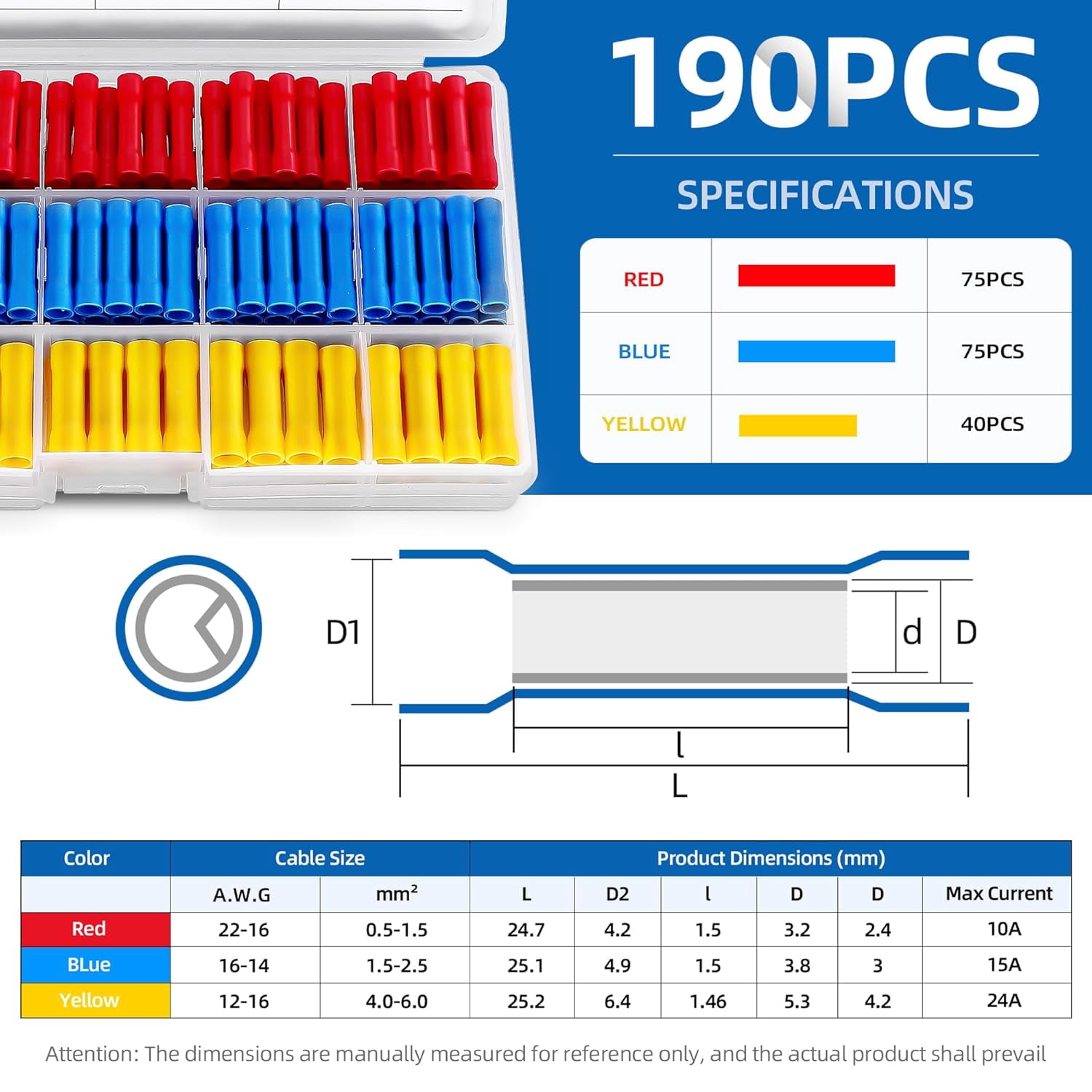 190 piece wire connector insulated terminal automotive marine electronic terminal kit, terminal对接 crimp connectors