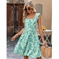 thumbnail image 5 of Zeagoo Womens Summer Dress Casual Ruffle Tiered Floral Square Neck Sundresses Beach Boho Mini A-line Dress 2025 with Pockets, 5 of 6