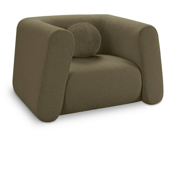 Meridian Furniture Abbington Contemporary Boucle Fabric Chair in Olive Green