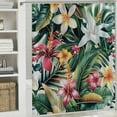 thumbnail image 6 of Orinice Tropical Leaf Shower Curtain Pink Flowers Flowers Hibiscus Green Palm Banana Coconut Leaf Plants Plants Spring Flowering Summer Hawaii Nature Scenery Polyester Fabric Bath décor, 6 of 7