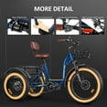 thumbnail image 6 of Addmotor Electric Trike for Adults, 1000W Mid-Drive Electric Trike, 160NM Torque, 85Miles, 48V 20Ah Etrike, GRANDTAN TURBO Electric Tricycle, 450LBS, 3 Wheel Electric Bike, Parking Brake, Differential, 6 of 9