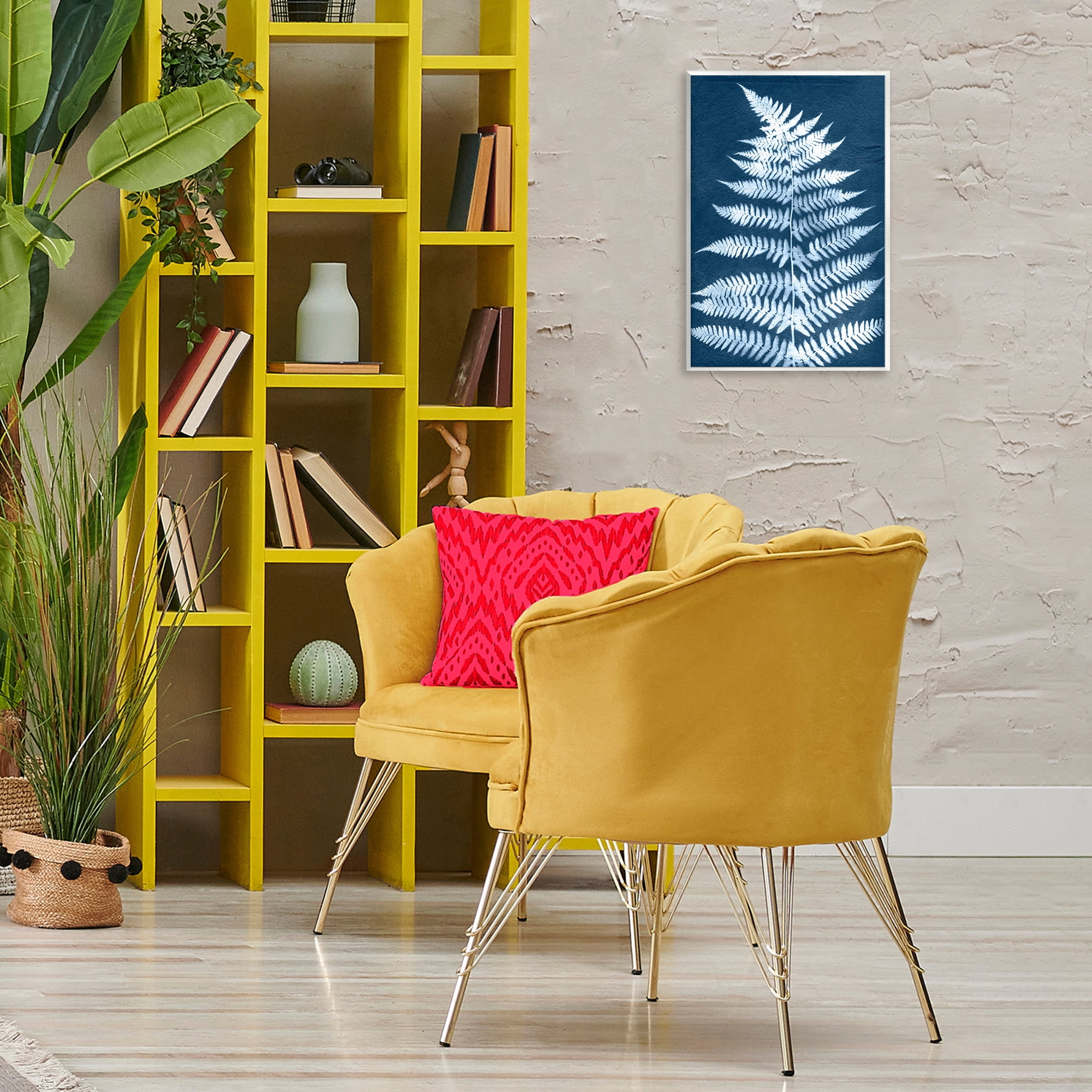 Stupell Industries Forest Fern in Blue Botanical & Floral Painting Unframed Art Print Wall Art, 13 x 19
