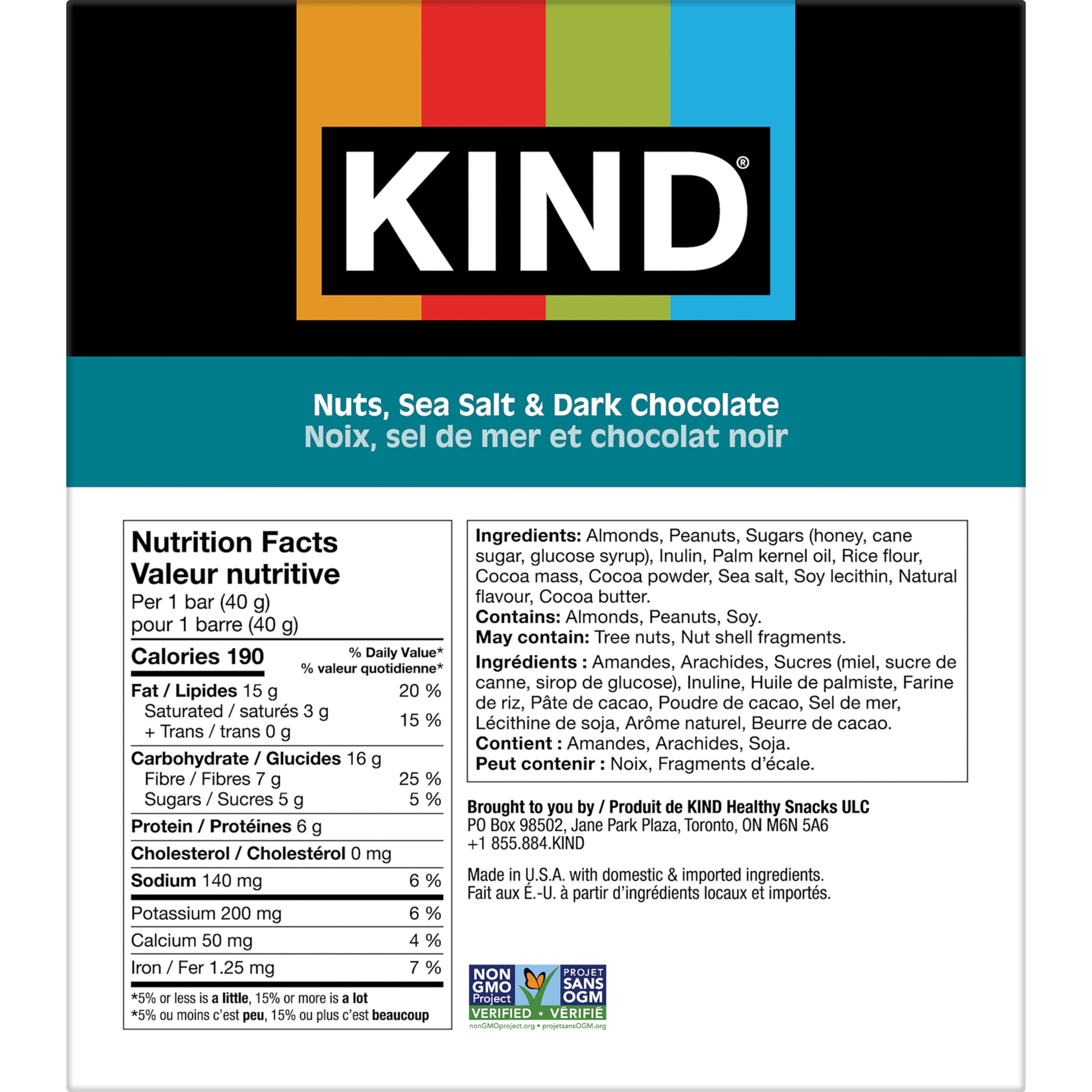 KIND Nuts Sea Salt & Dark Chocolate Bar, 40g, 12 Bars