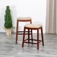 thumbnail image 4 of Cterwk 30" Bar Stool, Cherry Finish, Brown Leather Seat, 4 of 7
