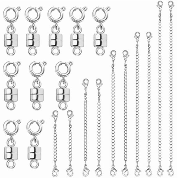 LYHNecklace Extender and Magnetic Necklace Clasp,Silver Chain Extenders for Necklaces Bracelet Jewelry