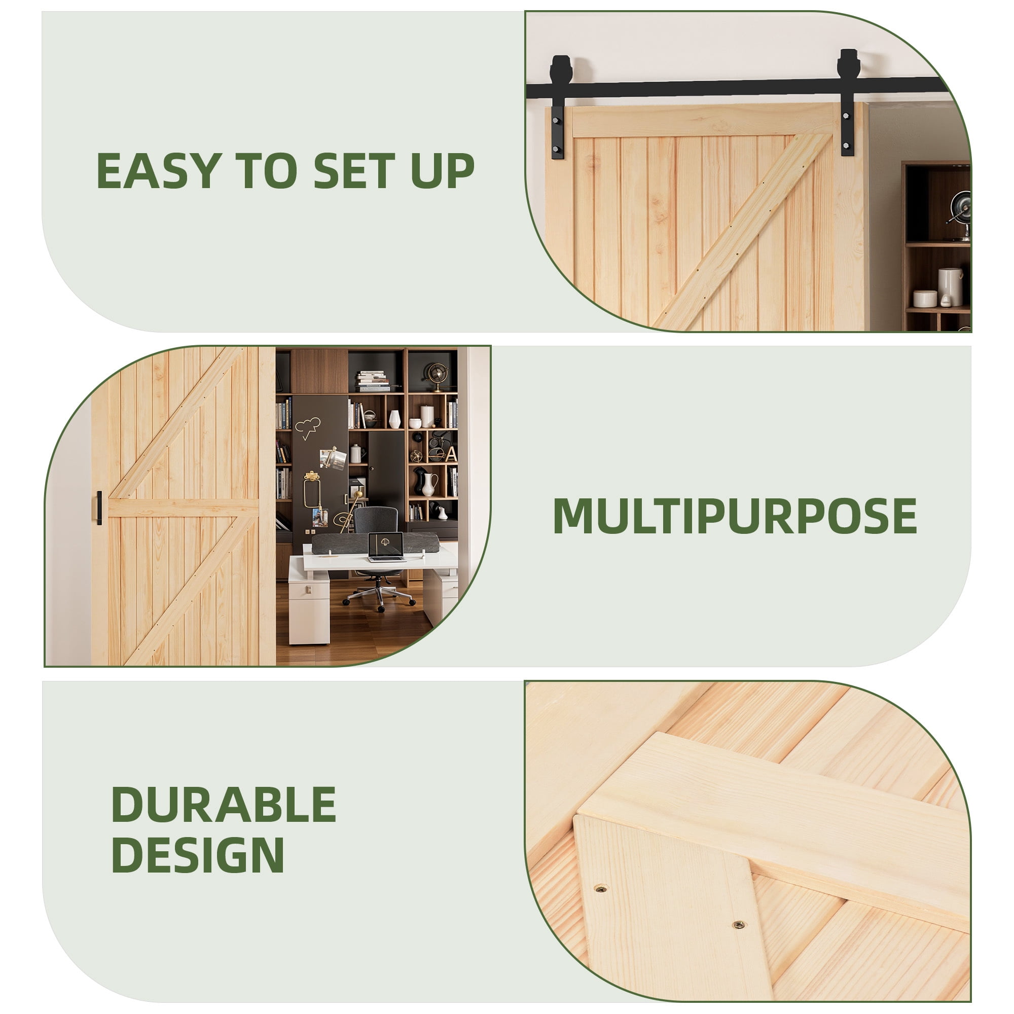 Uforic 42" x 84" Wood Sliding Barn Door Interior Door, Natural