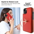 thumbnail image 2 of Petsta Compatible with iPhone 14 Case Wallet with Card Holder, 360°Rotation Finger Ring Holder Kickstand, RFID Blocking Leather Protective Double Buttons Shockproof Cover 6.1 Inch Red, 2 of 5