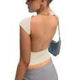 thumbnail image 2 of nvzhuang Women's Summer Tops, Short Sleeve Backless Solid Color Slim Fit T-Shirts Streetwear, 2 of 6
