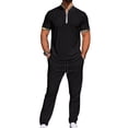 thumbnail image 2 of Men 2 Piece Casual Beach Outfits Short Sleeve Button Down Shirts Summer Loose Pant Sets Vacation Walking Outfits, 2 of 6