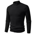thumbnail image 1 of Chandail Col Roulé Homme Ajusté Extensible Tricoté Automne Hiver Chaud Décontracté Chandail Noir m, 1 of 2