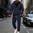 thumbnail image 2 of Men's Full Zip Hooded Sweatshirt and Drawstring Jogger Pants Set Casual Tracksuit with Multiple Zippered Pockets, 2 of 5
