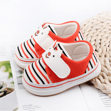 

Toyella 0-2 baby toddler shoes soft bottom striped cotton Orange 14
