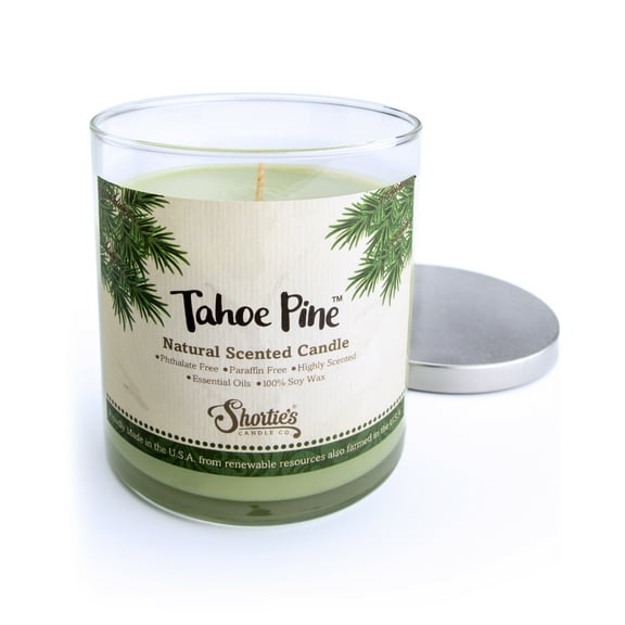 Tahoe Pine Scented Natural Soy Candle, Essential Fragrance Oils, 100% Soy, Phthalate & Paraben Free, Clean Burning, 9 Oz.