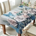 thumbnail image 4 of Coolnut White Blue Roses Rectangle Tablecloth Waterproof Polyester Table Clothative Stain Resistant & Wrinkle Resistant Washable Table Cover for Dining Table/Party/Camping 60x108 Inch Decor Gift, 4 of 7