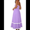 thumbnail image 3 of Vestido Fluido de Verano 2025 para Mujer, Informal, Sin Mangas, con Tirantes Finos y Volantes, para Playa, Color Taro XL, 3 of 6