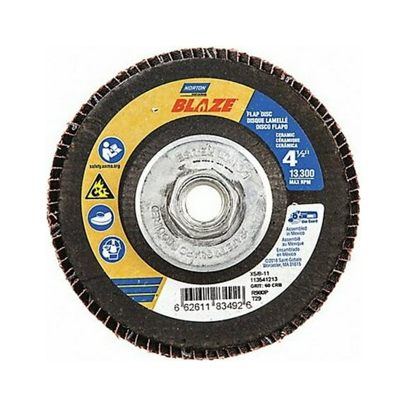 Norton Abrasives Arbor Mount Flap Disc,4-1/2in,60,Med. 66261183492