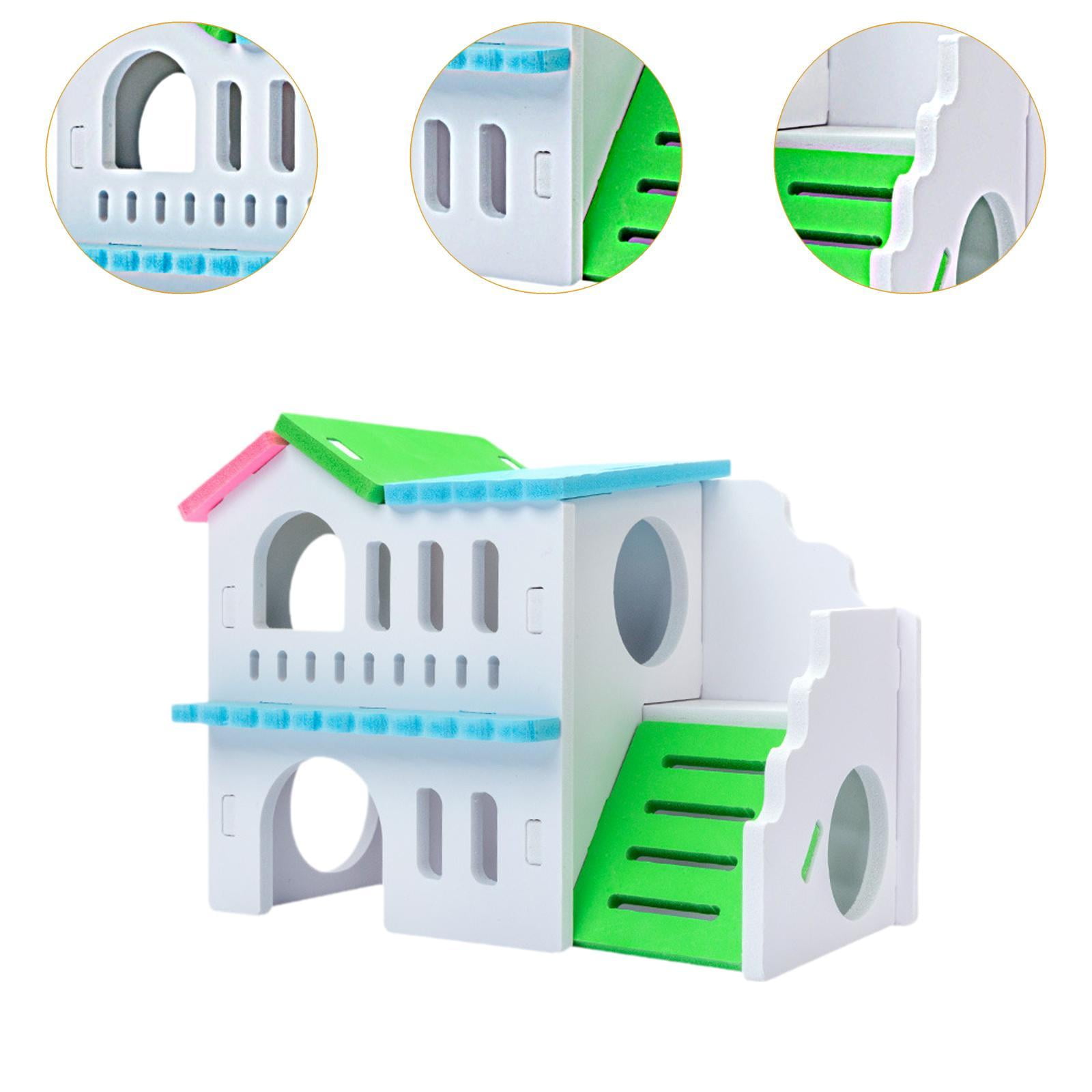 Bothyi Small Animal Hideout Exercise Toys Two Layers Hut for Gerbil Assemble Easily colored