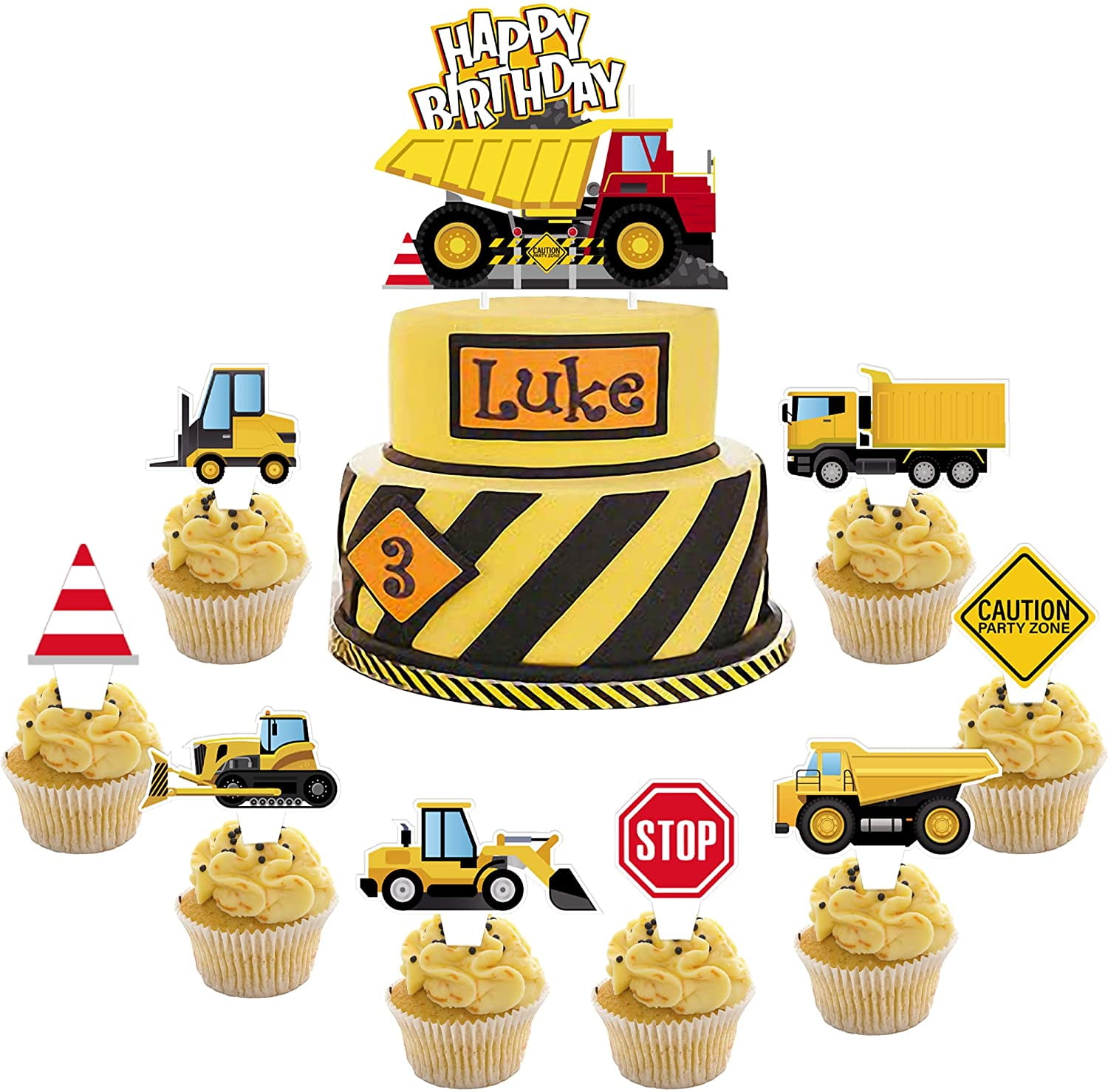 PuPuFly Excavator 3rd Birthday Cake Topper for Engineering Construction  Theme Decoration ,Kids Boy 3 Year Happy Party ââ‚¬â€ 1 (PuPuFlya53214) :  Amazon.in: Toys & Games
