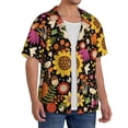 thumbnail image 4 of Xecao offers the Sunflowers Mushrooms for Men's Casual Short-sleeved Shirt, a button-up collared shirt with a pocket, perfect for beach vacations and yacht travel in the Large size., 4 of 7