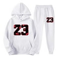 thumbnail image 3 of SGMVNU Men's Casual Sweatsuits 2 Piece Set Hooded Sweatshirt And Jogger Set Letter Print Soft Sport Comfort Wear Fall Winter Suit Sets (White, M), 3 of 5