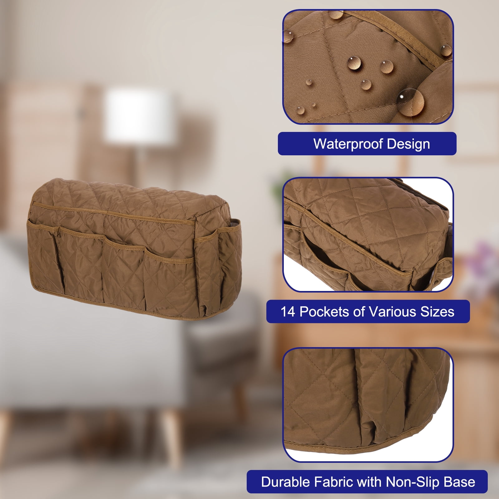 Unique Bargains Cotton Armrest Organizer Non-Slip Caddy for Sofa Couch Coffee