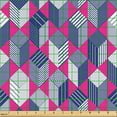 thumbnail image 2 of Ambesonne Geometric Fabric by the Yard Upholstery, Striped 3D Cubes Pattern, 5 Yards, Hot Pink and Dark Blue, 2 of 5