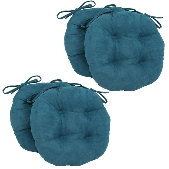 Blazing Needles 16-inch Round Indoor Microsuede Chair Cushions (Set of 2, 4, or 6) Teal Set of 4