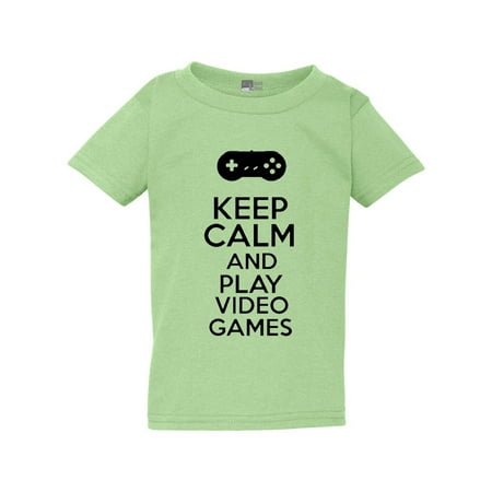 

New Keep Calm And Play Video Games Computer Gamer Funny Toddler Kids T-Shirt Tee