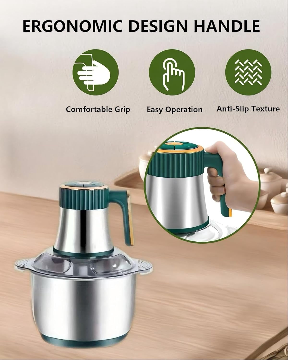 Food Processor with 300W Motor, 5-Speed Meat Grinder and Vegetable Chopper, 12-Cup Stainless Steel & Glass Bowls, Adjustable Speed Control for Dough Mixing and Slicing