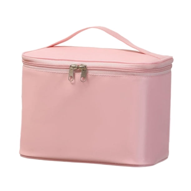 Bolsa de cosméticos, neceser, organizador con asa y divisor, bolsa de viaje grande Rosa