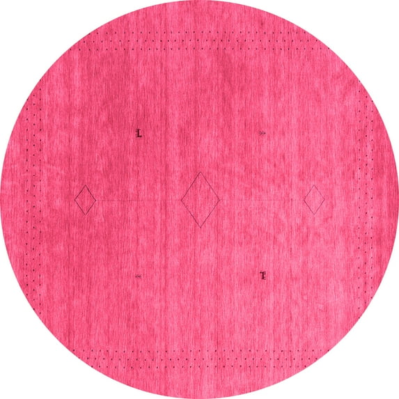 Ahgly Company Indoor Round Abstract Pink Contemporary Area Rugs, 7' Round