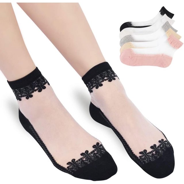 HAHDAXIA Femmes 6 Paires Ultramince Dentelle Élastique Chaussettes Courtes